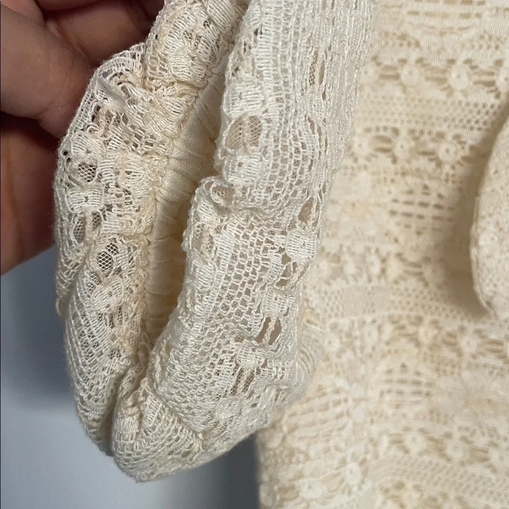 Baby girl 12 months Cream Lace Top with Floral Skirt